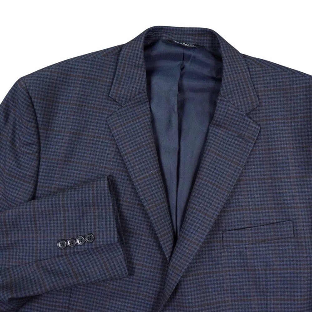 Jos A Bank Executive Blazer Mens 50R Blue Brown Check Wool Professional Jacket
